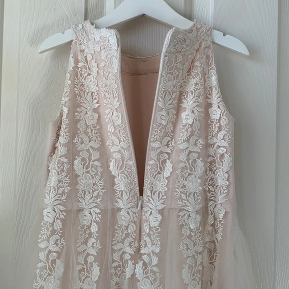 Tadashi Shoji Nissita Lace Tulle Dress Girl Size 6 Ivory/Blush - Picture 7 of 9